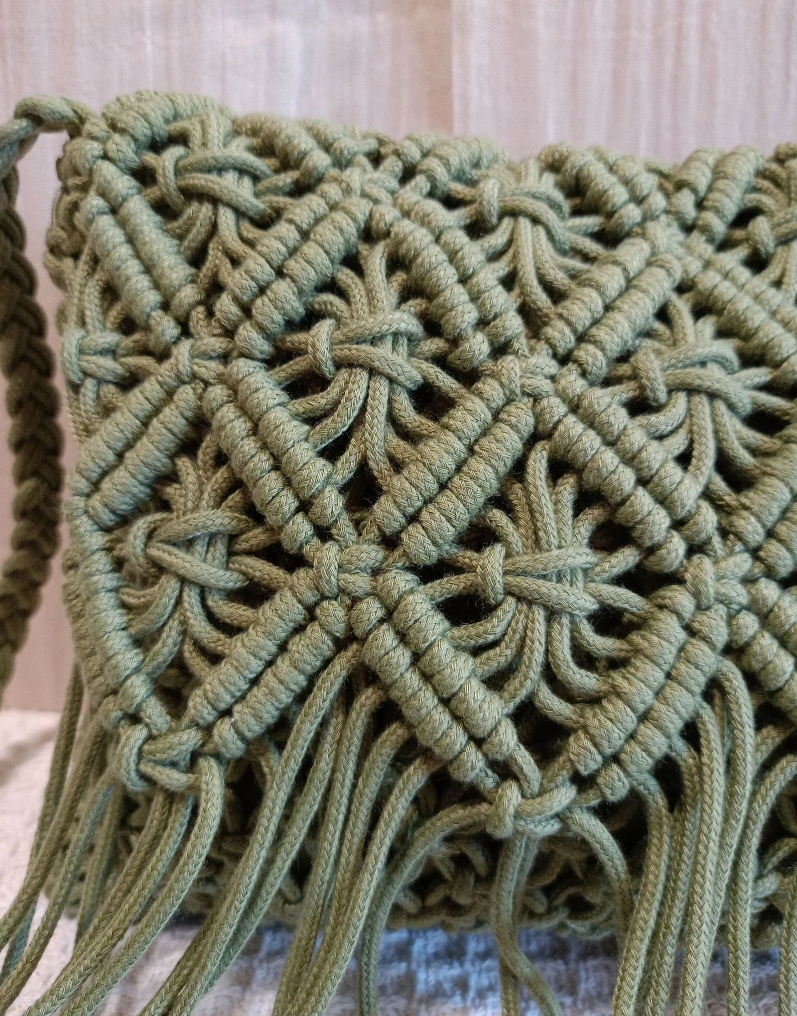 Olijfgroene macramé schoudertas – photo 2